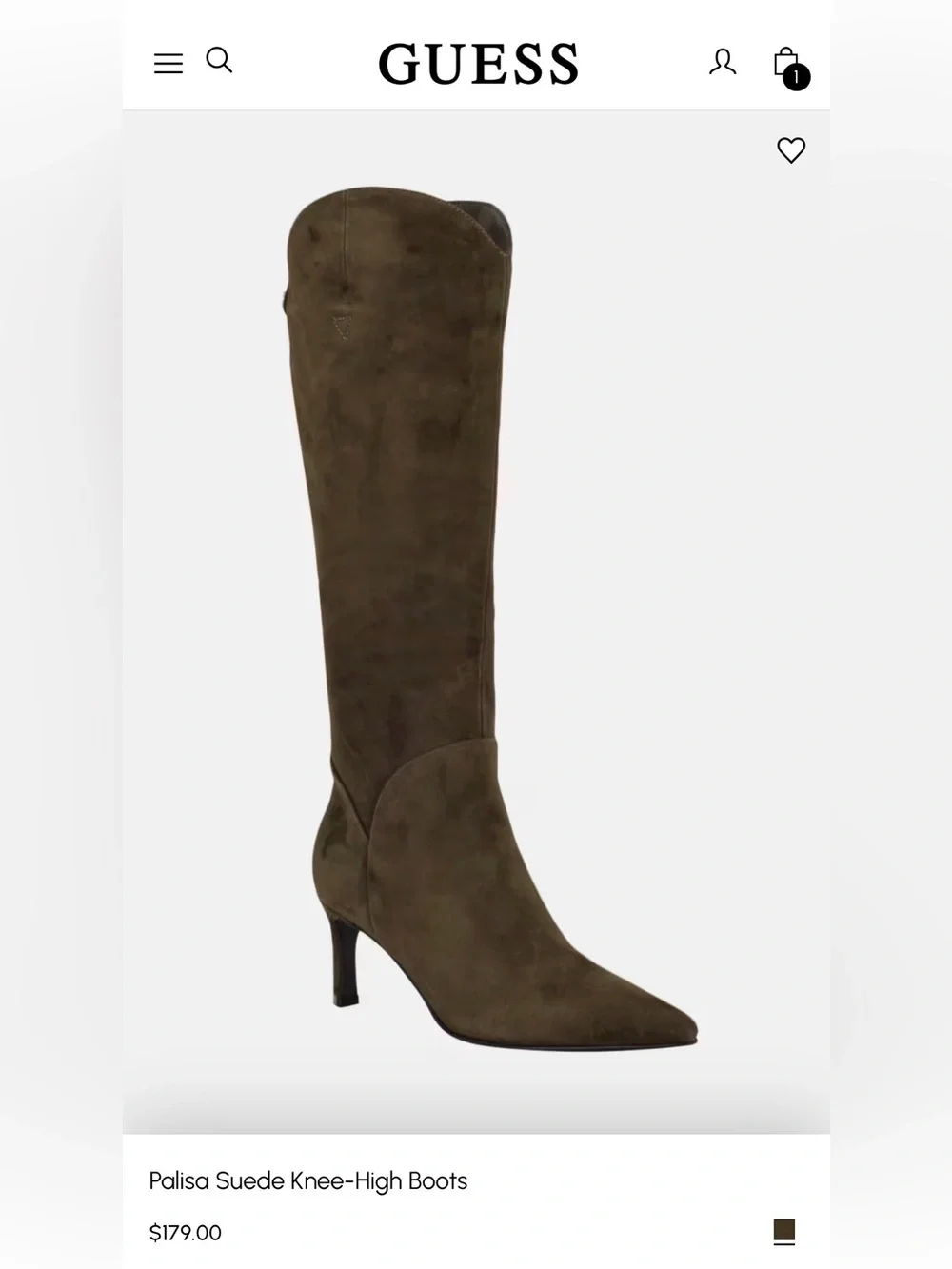 Guess Palisa Suede Knee-High Wide Calf Boots- Medium Green